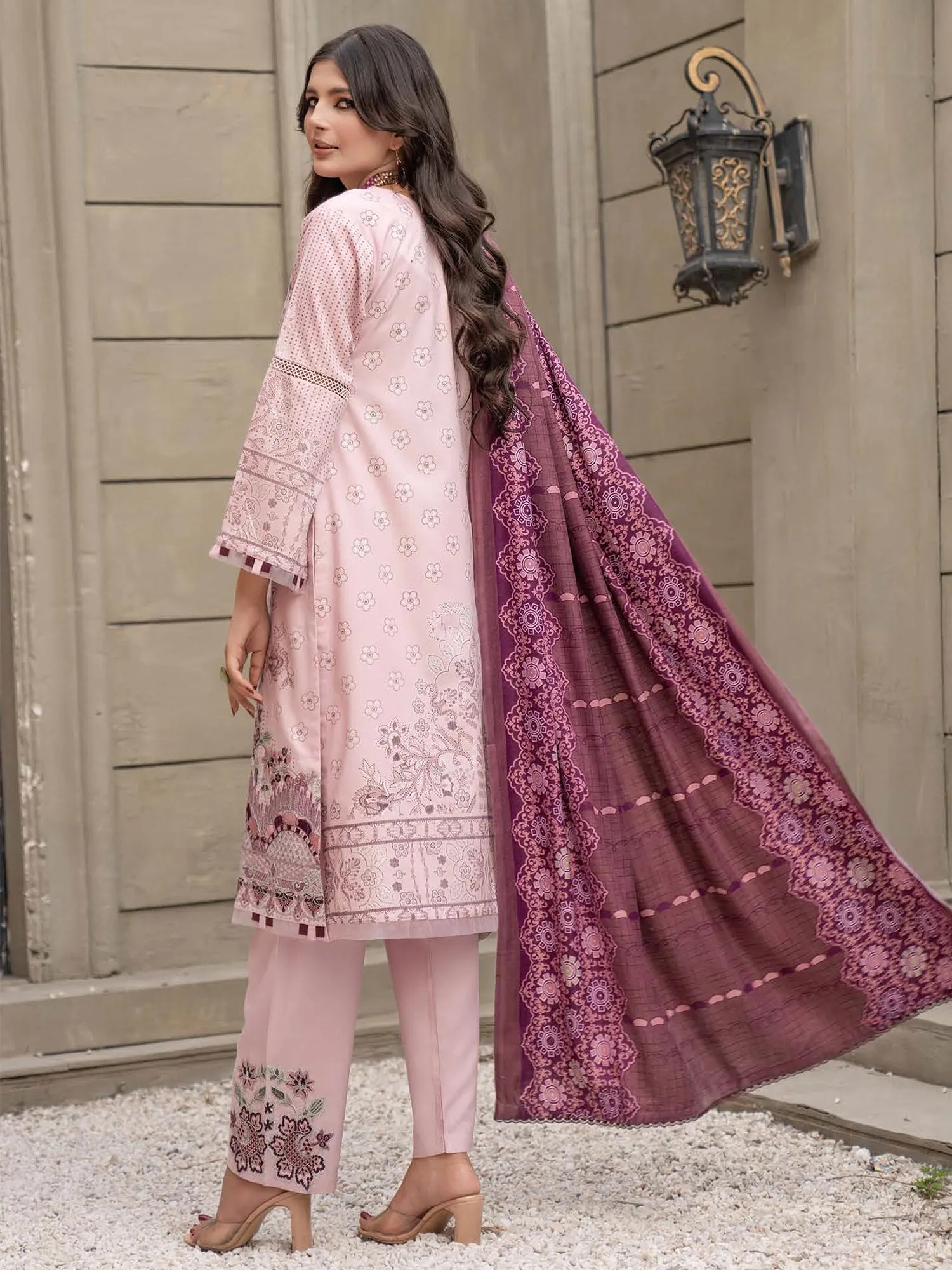 Munira Mauve Dhanak Suit with Pashmina Shawl (MSL-01)