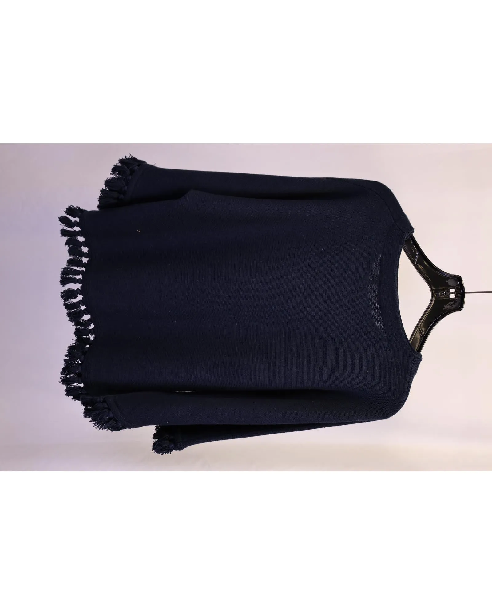 Navy Wool Fringed Sweater