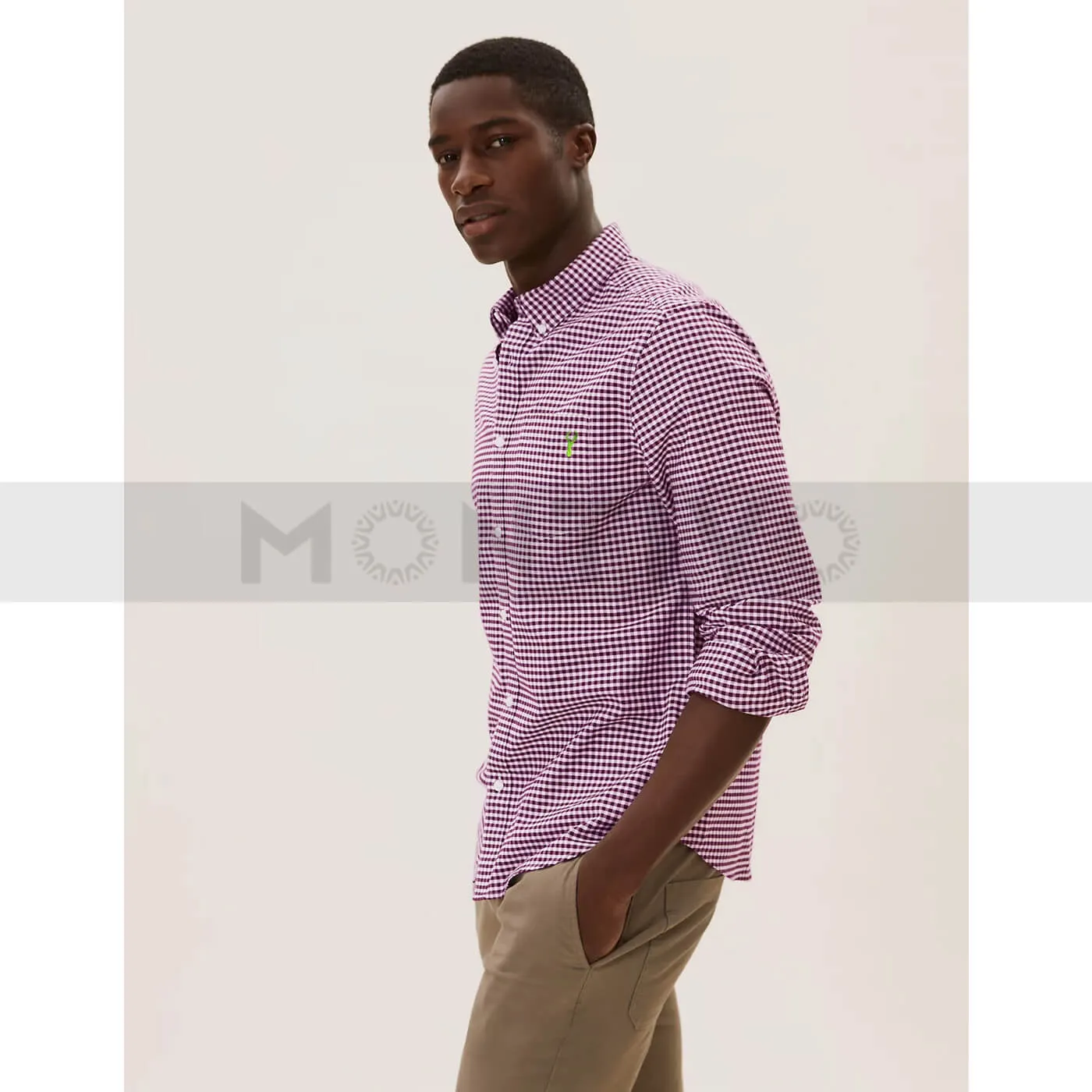 NXT Gingham Oxford Purple Slim Fit Shirt