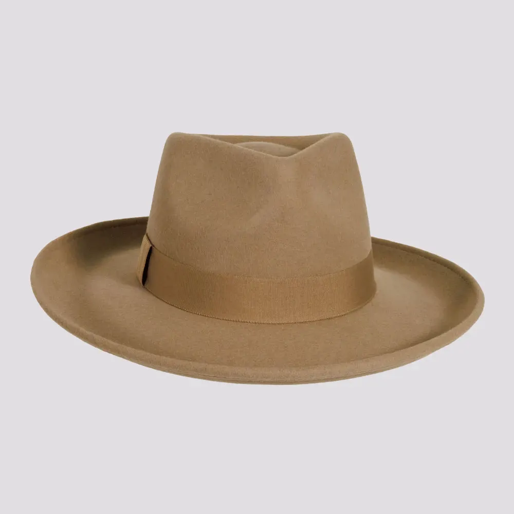 Oakley | Womens Crushable Wool Felt Teardrop Fedora Hat with Curled Brim