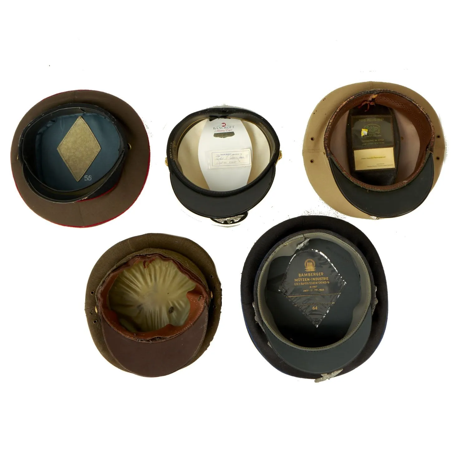 Original WWII and Post War Military Hat Collection - Set of 5