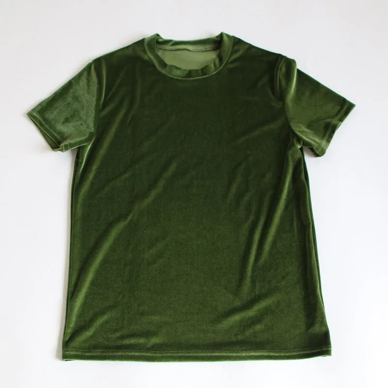 Pre Order:  Casual Solid Velvet T-Shirt