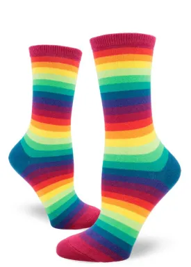 Rainbow Gradient Striped Women's Crew Socks