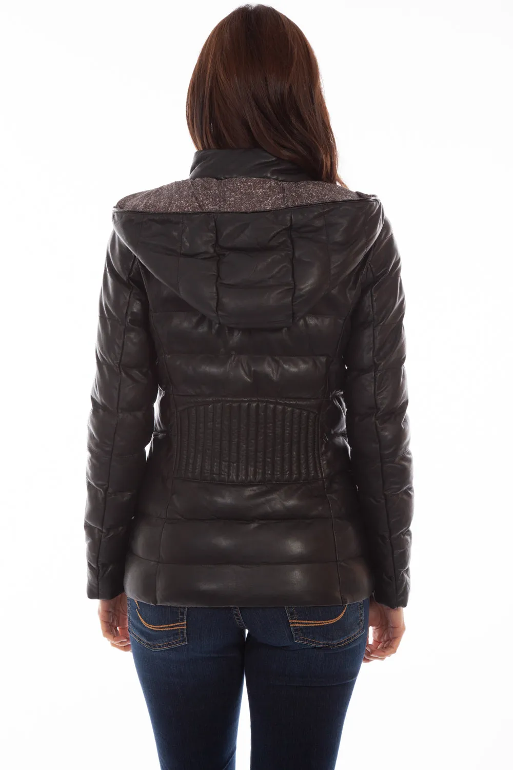 Scully Womens Black Leather Ribbed Jacket M