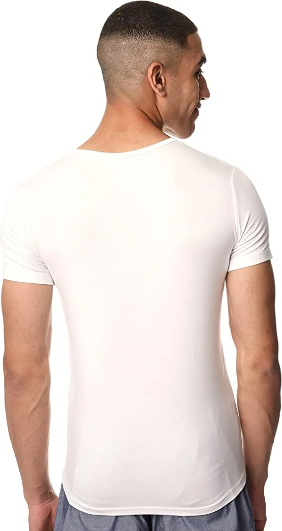 Short Sleeve Undershirt For Men V Neck - White