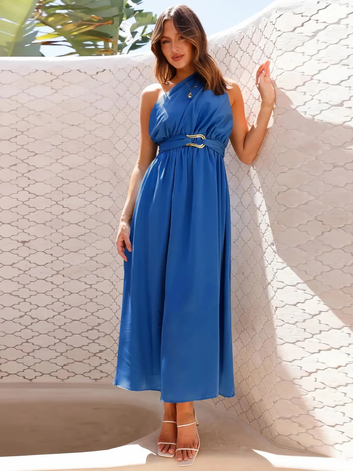 Single Shoulder Midi Dress