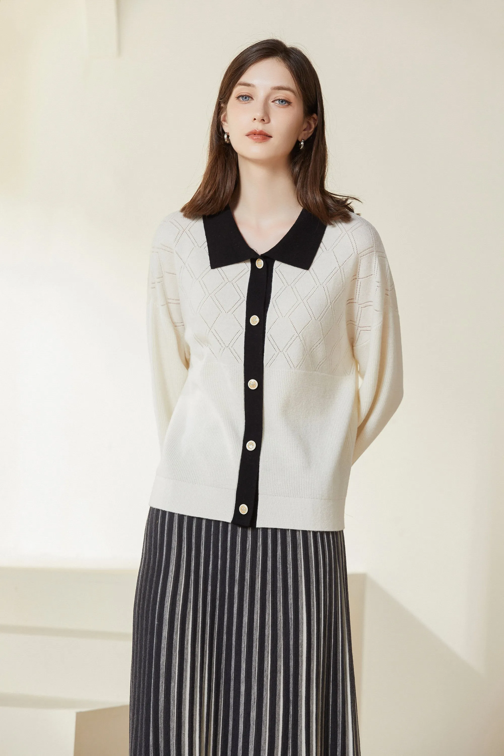 Sylphide | Judith Collared Wool Cardigan