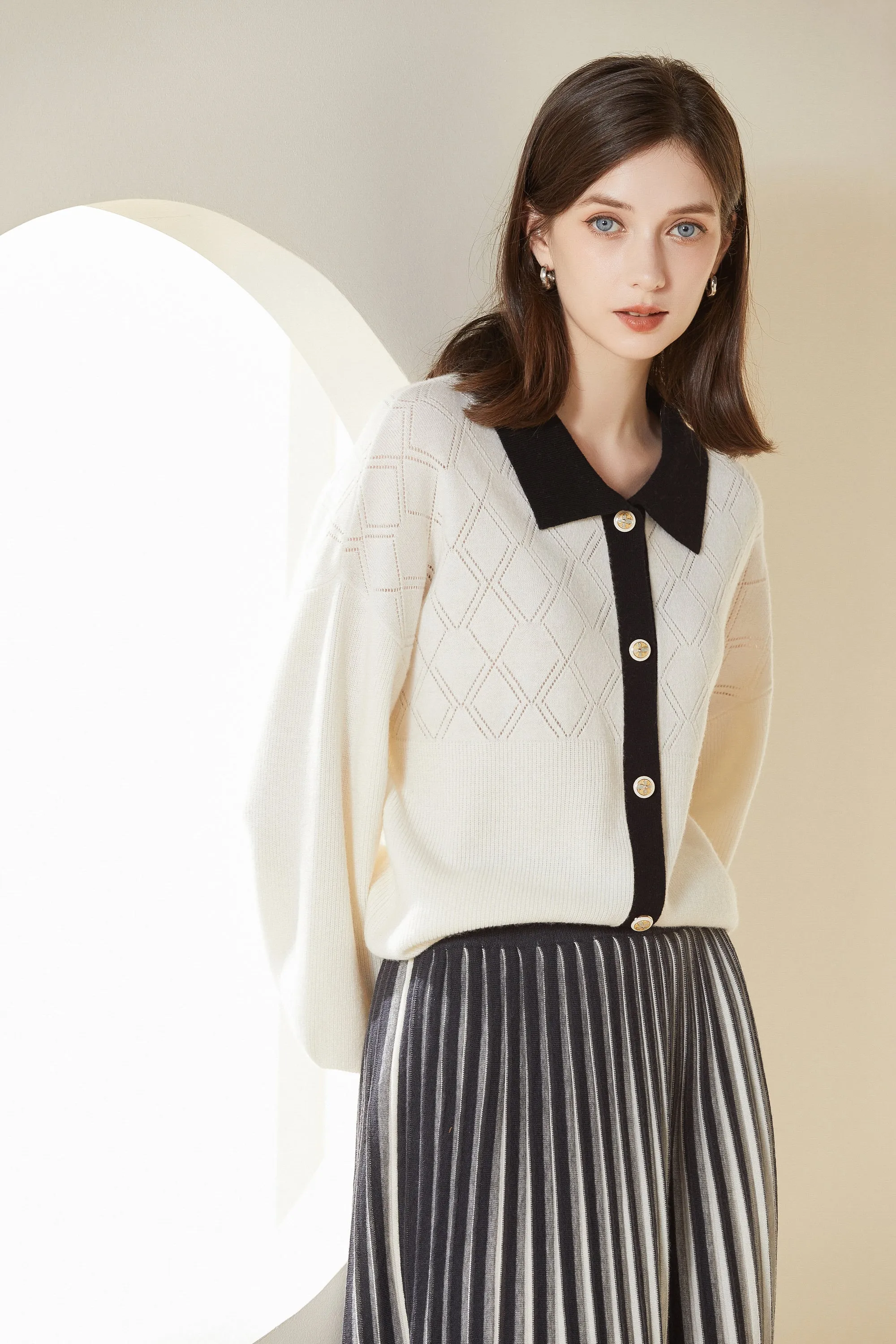 Sylphide | Judith Collared Wool Cardigan