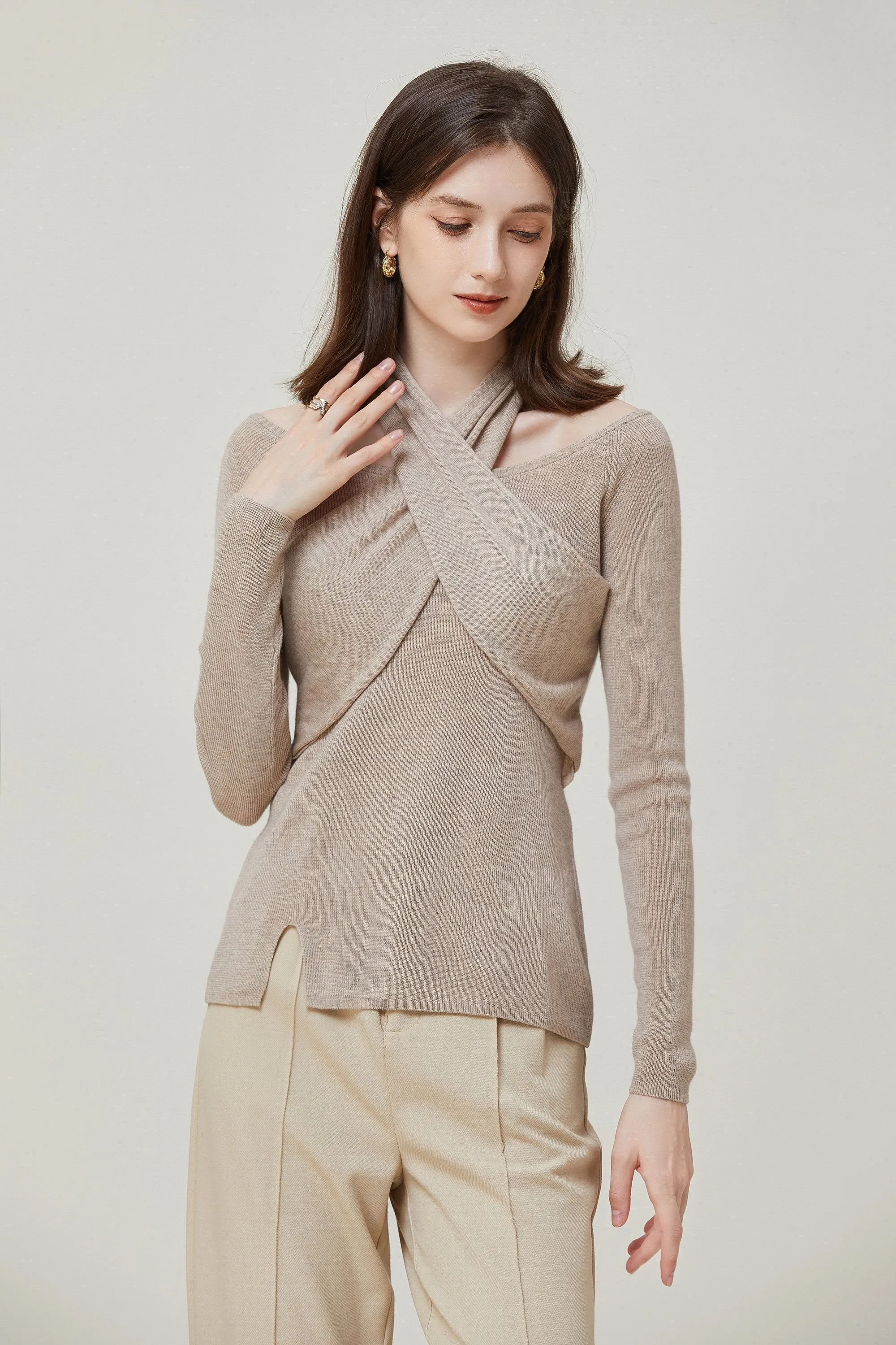 Sylphide | Osanne Surplice Wool Blend Sweater