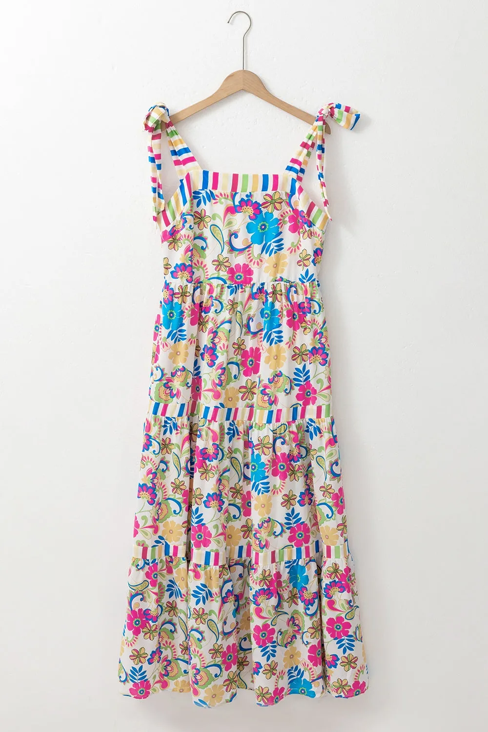 Tied Floral Sleeveless Maxi Dress