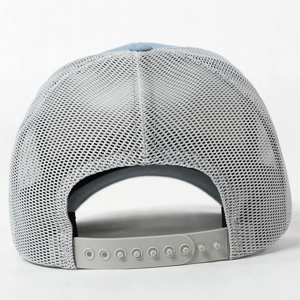 USA Made Blank Trucker Hat Sky Blue on Silver