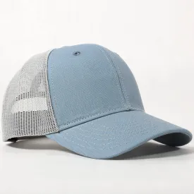 USA Made Blank Trucker Hat Sky Blue on Silver