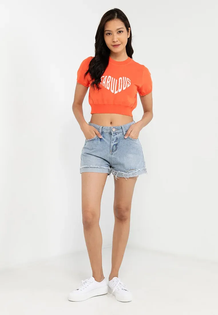 VOIR JEANS Love Vibes Collection: Love Shape Fabulous Knitted Crop Top