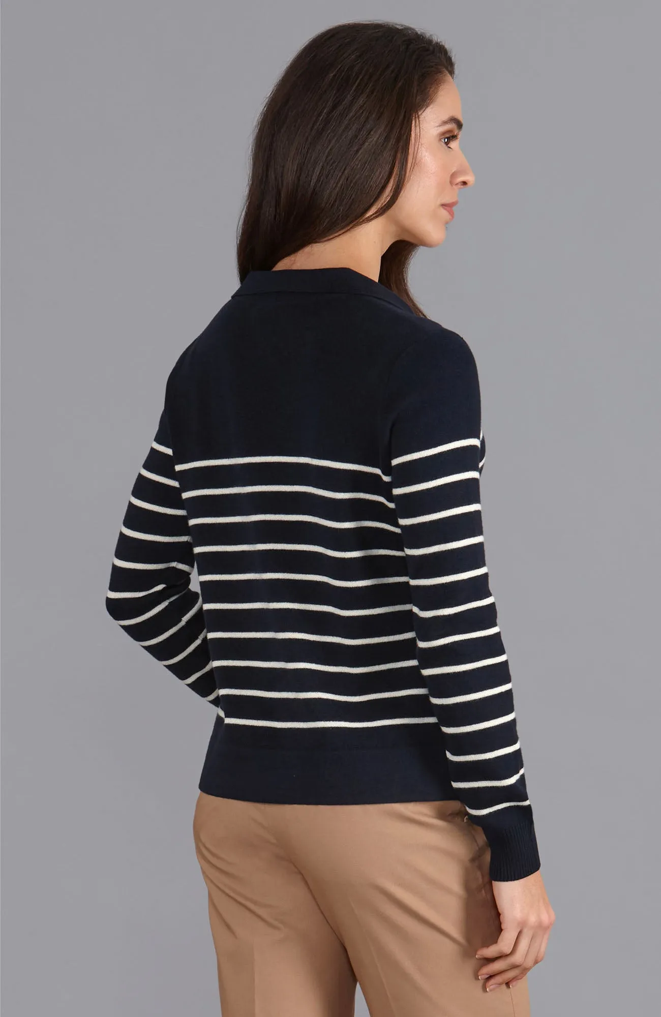 Womens Lightweight Cotton Open Collar Breton Top