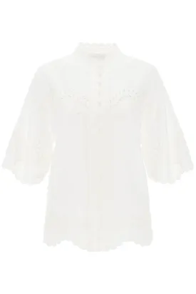 Zimmermann junie tunic shirt with cutwork embroideries